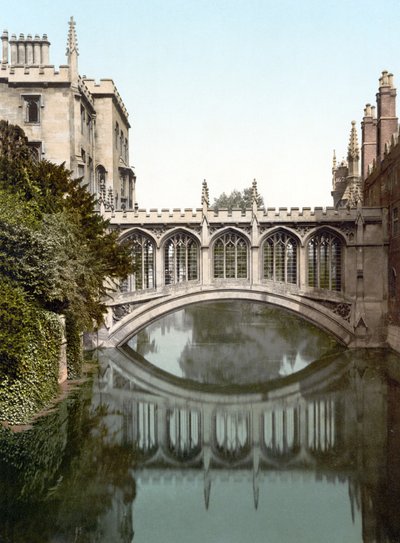 İç Çekmeler Köprüsü, Cambridge (el ile renklendirilmiş fotoğraf) by English School