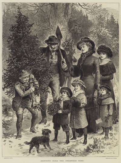 Noel Ağacını Eve Getirmek (gravür) by English School