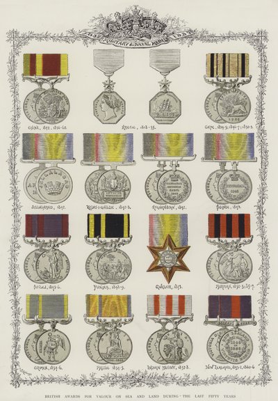 Son Elli Yıl Boyunca Denizde ve Karada Cesaret için İngiliz Ödülleri (chromolitho) by English School