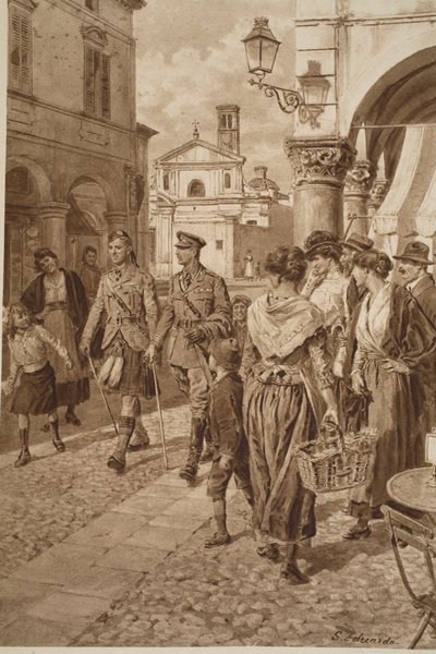 İngiliz Highlanders bir Fransız kasabasında hoş geldiniz, 1914-19 by English School