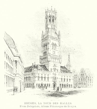 Bruges, Halles Kulesi (gravür) by English School