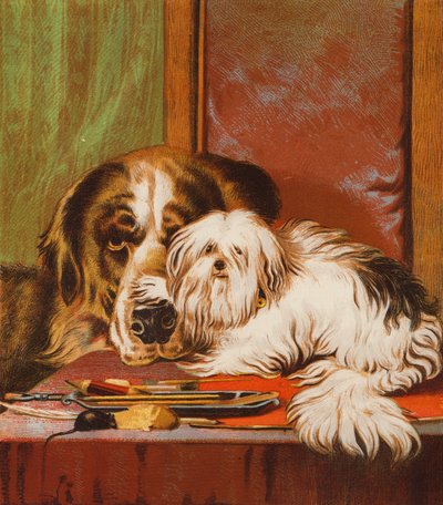 Bruno ve Carlo (renkli taş baskı) by English School