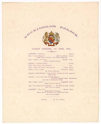 Buckingham Sarayı konseri, 13 Haziran 1890 by English School