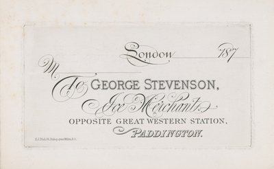 George Stevenson için kartvizit by English School
