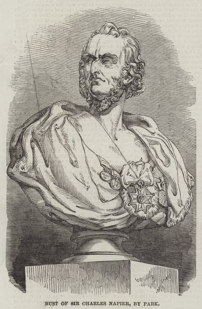 Sir Charles Napier büstü, Park tarafından (gravür) by English School