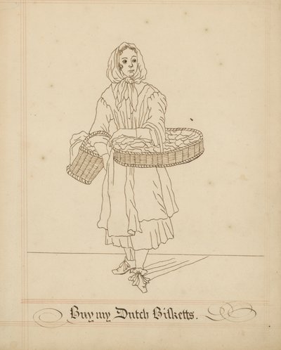 Hollandalı Bisketlerimi Satın Al (kağıt üzerine mürekkep) by English School