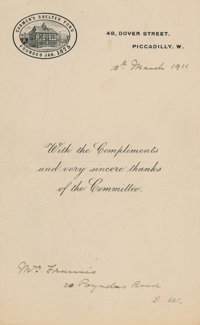 Cabmens Shelter Fun, Ocak 1875