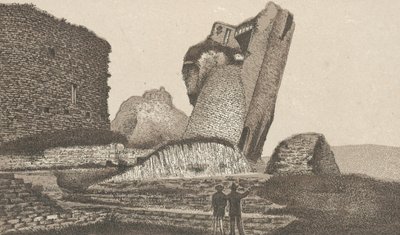 Caerphilly Kalesi, Eğik Kule (taş) by English School