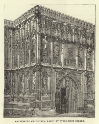 Canterbury Katedrali, güneybatı köşesinde sundurma by English School