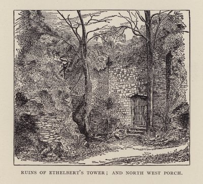 Canterbury: Ethelbert Kulesi ve Kuzey Batı Sundurma Harabeleri (litho) by English School