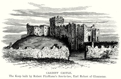 Cardiff Kalesi (gravür) by English School
