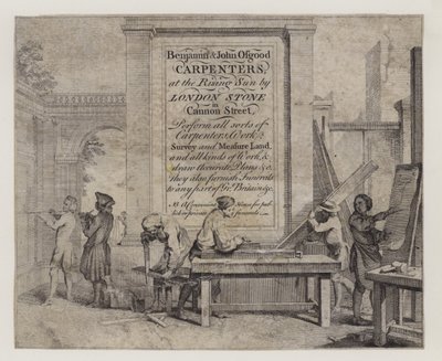 Marangozlar, Benjamin ve John Osgood, ticari kart by English School