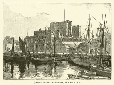 Rushen Kalesi, Castleton, Man Adası (gravür) by English School