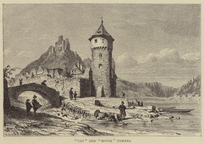 "Kedi" ve "Fare" Kuleleri (gravür) by English School
