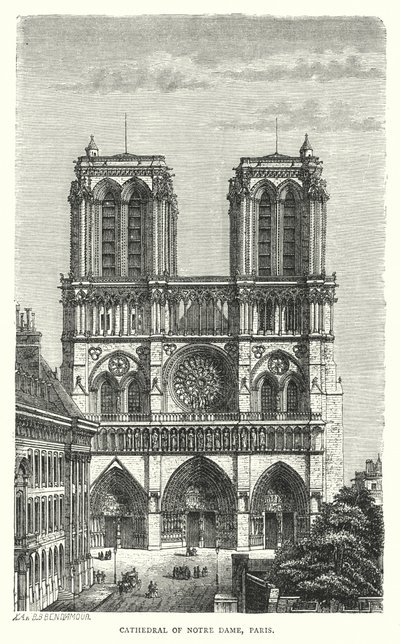Notre Dame Katedrali, Paris (gravür) by English School