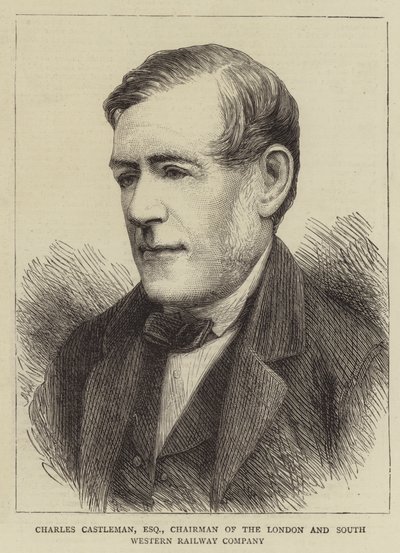 Charles Castleman, Esquire, Londra ve Güney Batı Demiryolu Şirketi Başkanı (gravür) by English School