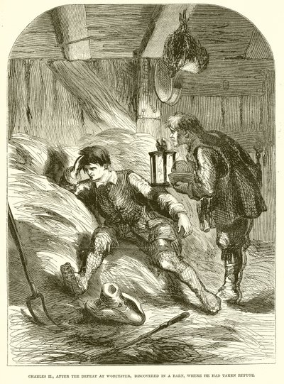 II. Charles, Worcester yenilgisinden sonra sığındığı bir ahırda bulundu. by English School