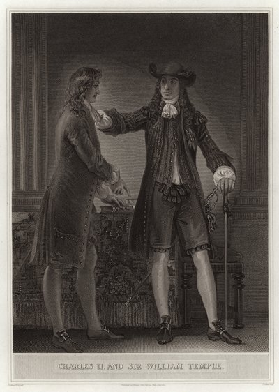 Charles II ve Sir William Temple by English School