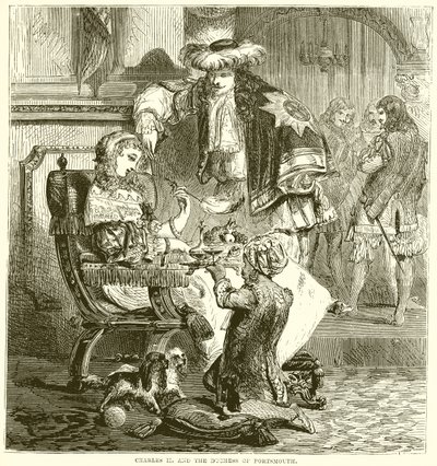 Charles II ve Portsmouth Düşesi by English School