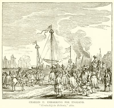 Charles II İngiltere'ye gidiyor by English School