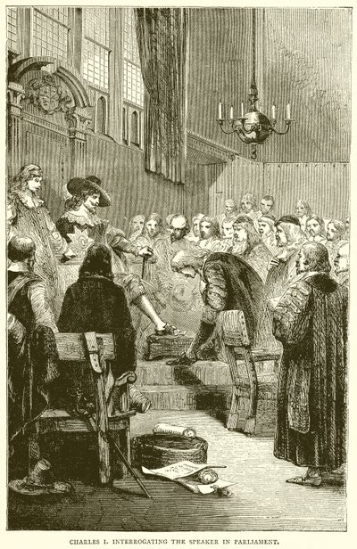 Charles I Parlamento Başkanını sorgularken by English School