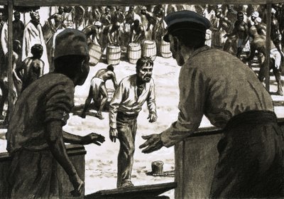 Charles Osborne ve Kaptan Stott sahile rom fıçıları koydu by English School