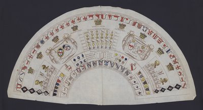İngiliz aristokrasisinin rütbelerini ve hanedan sembollerini gösteren grafik (renkli taş) by English School