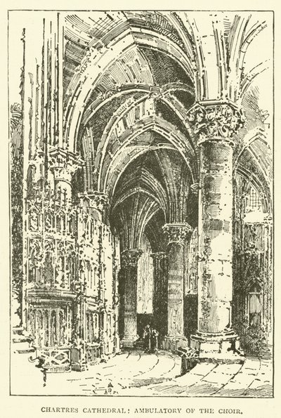 Chartres Katedrali, Koro Ambülatörü (gravür) by English School