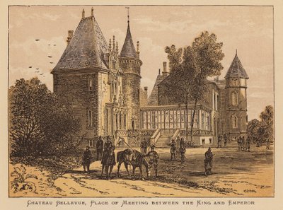 Bellevue Şatosu, Kral ve İmparatorun Buluşma Yeri (renkli gravür) by English School