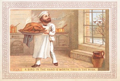 Hindi tabağı, Noel kartı tutan şef by English School
