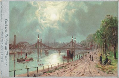 Thames Nehri üzerindeki Chelsea Köprüsü by English School