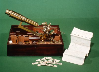 Fildişi sürgü ve liste seçenekleriyle Göğüs Mikroskobu, c.1800 by English School