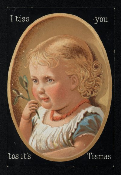Ökseotu olan çocuk, Noel tebrik kartı. (kromolito) by English School
