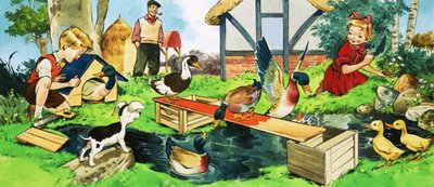 Çocuklar ve oynayan ördekler by English School