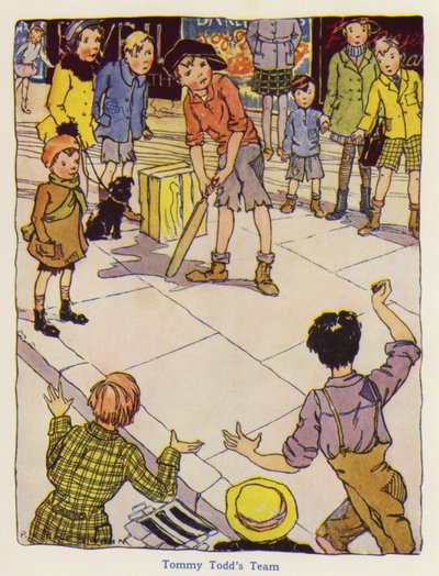 Sokakta kriket oynayan çocuklar (renkli taş) by English School