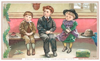 Kilisede oturan çocuklar, Noel kartı by English School