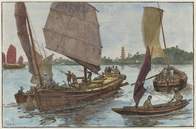 Çin balıkçı ve kargo tekneleri by English School