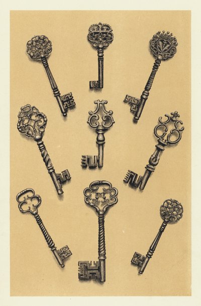 Onaltıncı ve Onyedinci Yüzyılların Kesilmiş Çelik Anahtarları (chromolitho) by English School