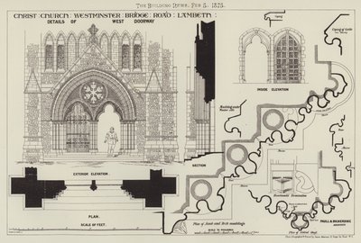 Christ Church, Westminster Bridge Road, Lambeth (gravür) by English School