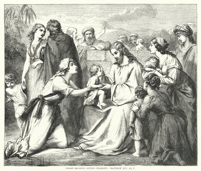 Küçük Çocukları kutsayan Mesih, Matta XIX by English School