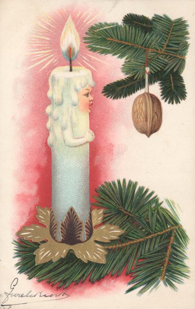 Bir Noel ağacı mum ile Noel kartı by English School