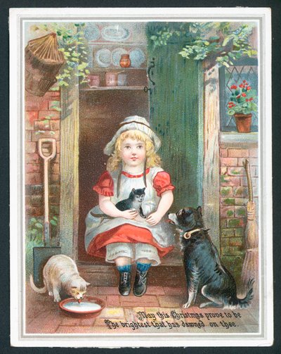 Çocuk ve evcil hayvan ile Noel tebrik kartı by English School