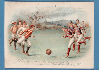 Bir futbol maçının Noel kartpostalı, 1892 by English School