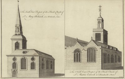 St Mary Abchurch Kilisesi, Abchurch Lane ve St Martin Outwich Kilisesi, Threadneedle Caddesi, Londra by English School
