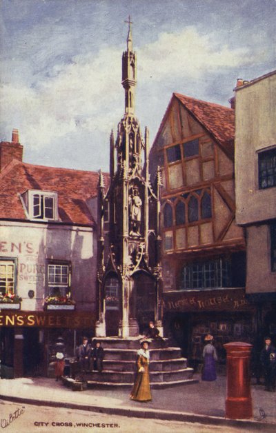 City Cross, Winchester (renkli lito) by English School