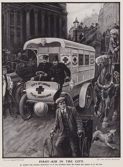 Londra Şehri Polisi elektrikli ambulans (lito) by English School
