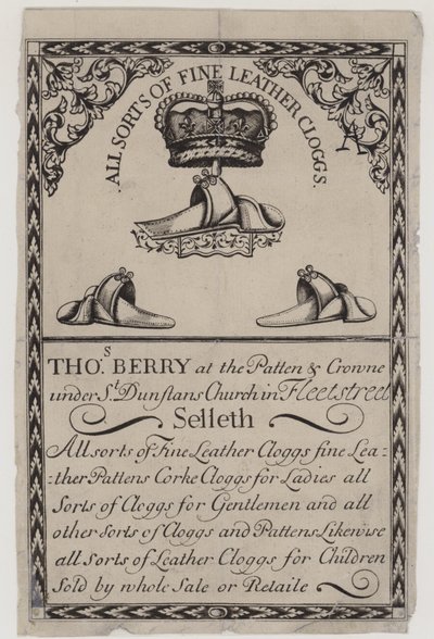 Clog Makers, Thomas Berry, ticari kart by English School