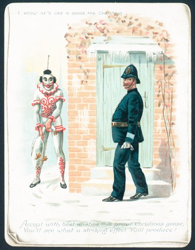 Kaz, Noel kartı ile polis bekleyen palyaço by English School