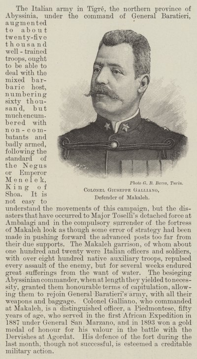 Albay Giuseppe Galliano, Makaleh Savunucusu (gravür) by English School