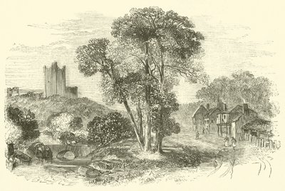 Conisbrough (veya Conisbrough) Kalesi (gravür) by English School